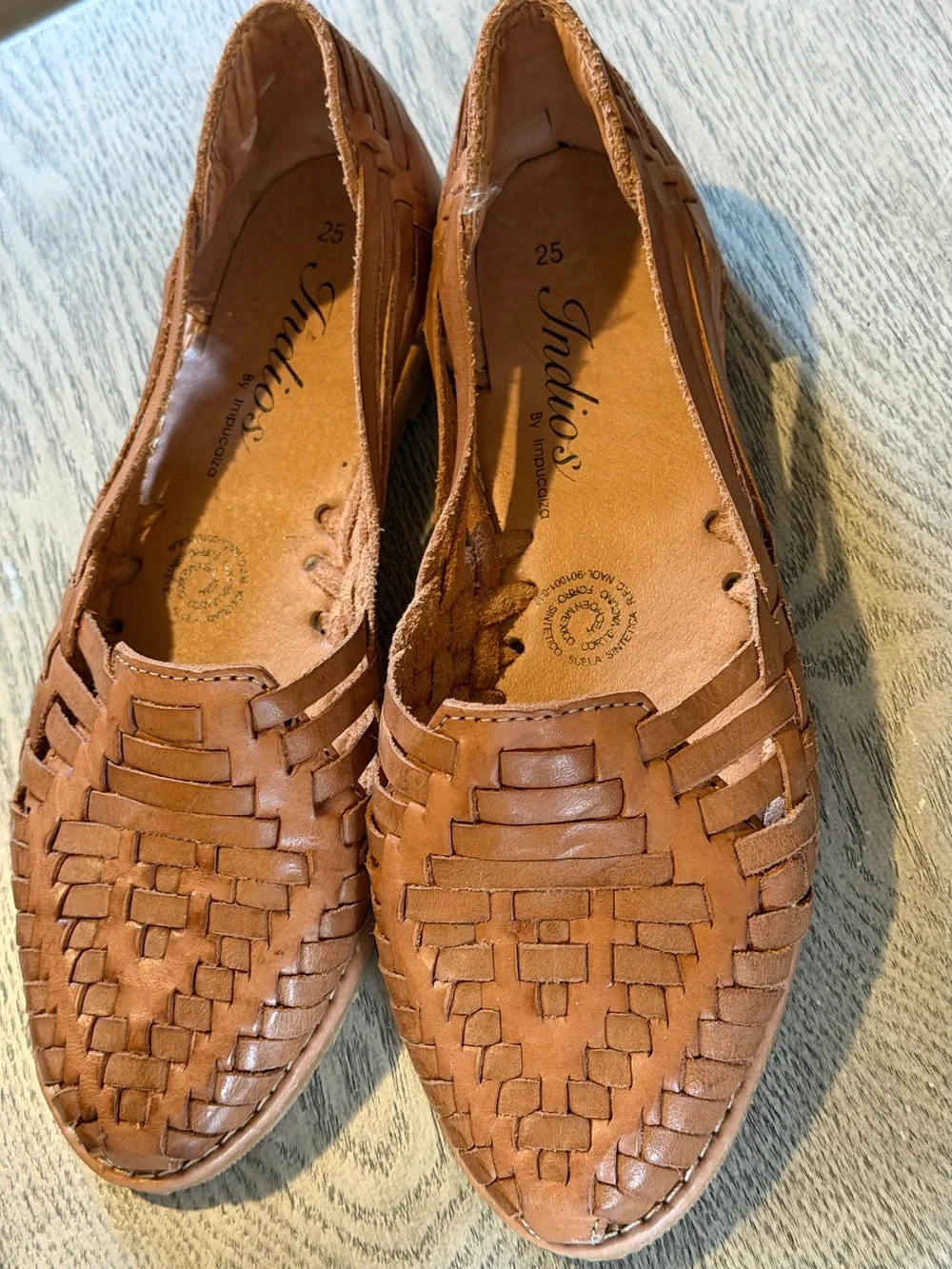 Indios Woven Leather Slip-On Flats - Tan